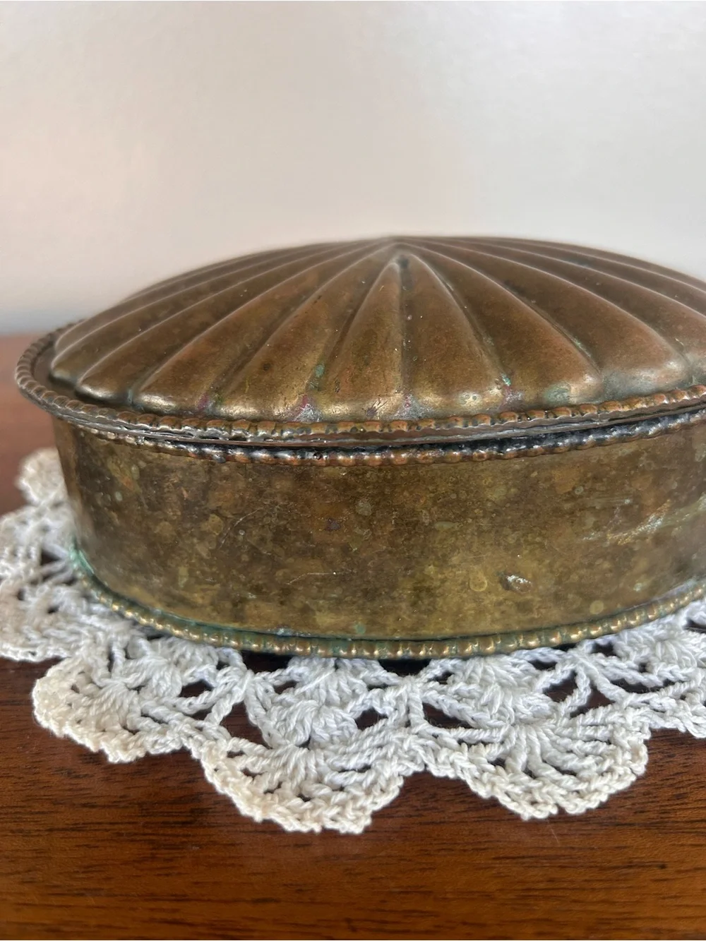 Vintage Solid Brass Clam Shell Seashell Trinket Box
